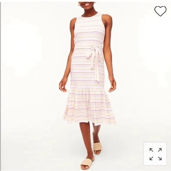 J Crew Summer Striped Knit Tie-Waist Midi Dress Size M NWT - Picture 1 of 7